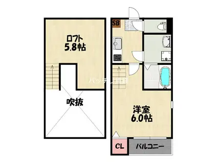 丸石ハイツ梅林(1K/2階)の間取り写真