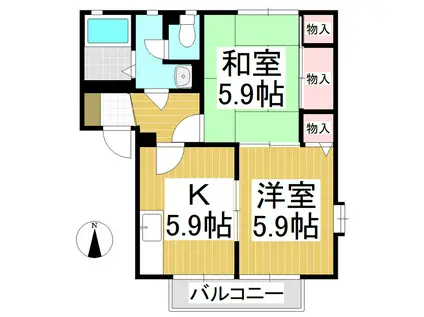 フレグランスAMI A(2K/1階)の間取り写真