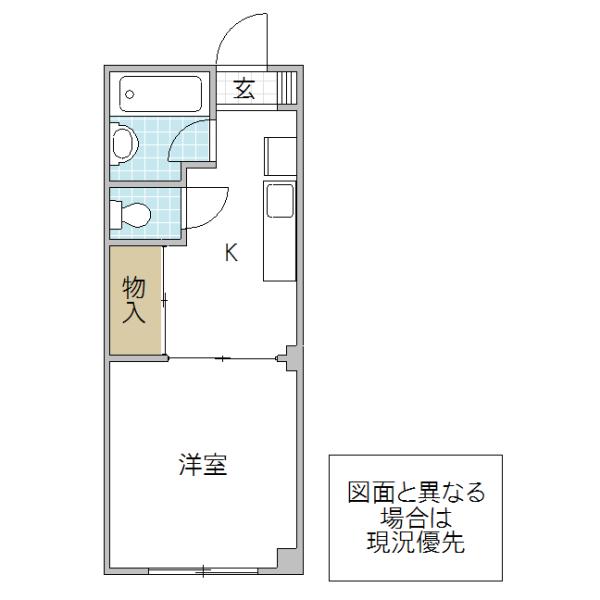 リエス水戸大町(1K/2階)の間取り写真