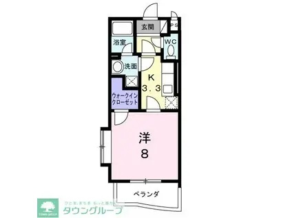 フェリシタージ(1K/2階)の間取り写真