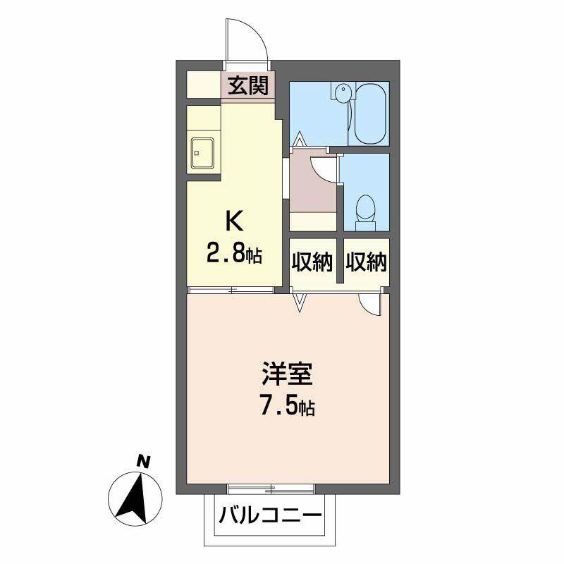 サニーハイツMARU(1K/2階)の間取り写真