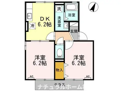 I TOWN 弐番館(2DK/1階)の間取り写真