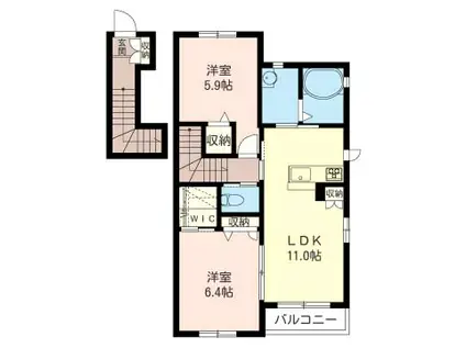 シャーメゾンルーチェ D(2LDK/2階)の間取り写真