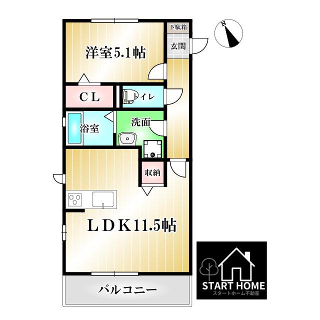 グランツ(1LDK/2階)の間取り写真
