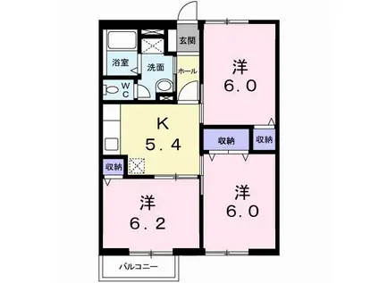 サングレープ(3K/2階)の間取り写真