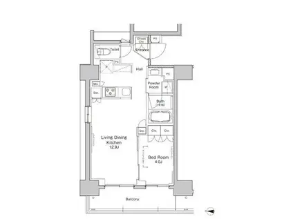 プラウドフラット両国(1LDK/2階)の間取り写真