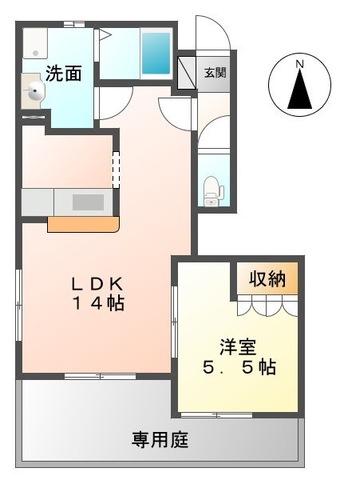 ロココプランC(1LDK/1階)の間取り写真