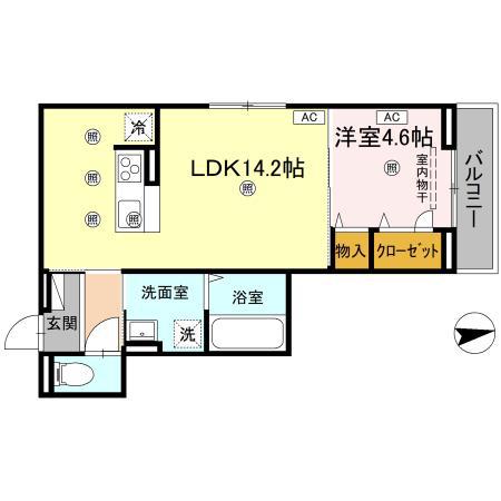 セレノアールB(1LDK/2階)の間取り写真