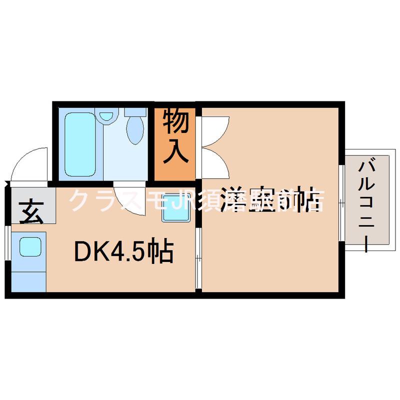 ルミエール須磨(1DK/2階)の間取り写真