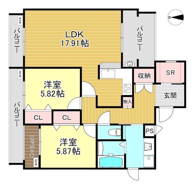 BELLISSIMO継孝院(2LDK/4階)の間取り写真