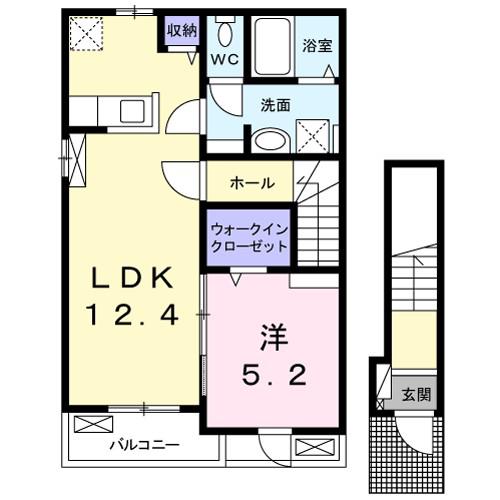 カーム北吉田(1LDK/2階)の間取り写真