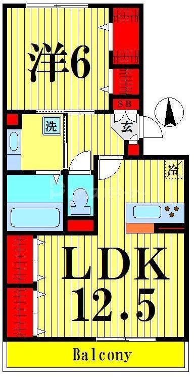 サンモール(1LDK/2階)の間取り写真