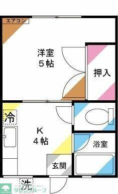 シティハイム青山ハイツ(1DK/2階)の間取り写真