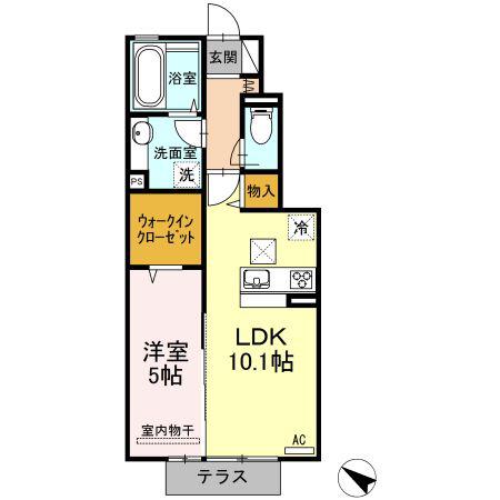 ベルフルール(1LDK/1階)の間取り写真