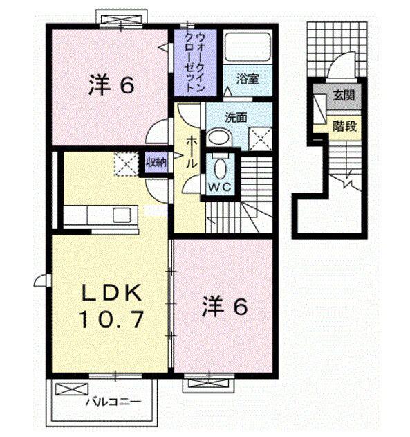 サンリットレジデンス大越(2LDK/2階)の間取り写真