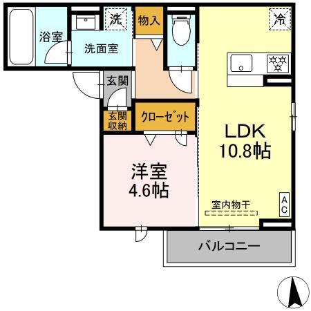 セレスティア長良福光(1LDK/2階)の間取り写真