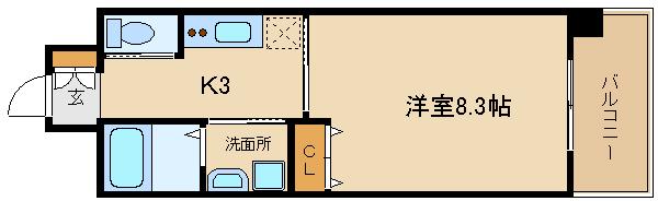 エイペックス京都東山三条(1K/7階)の間取り写真