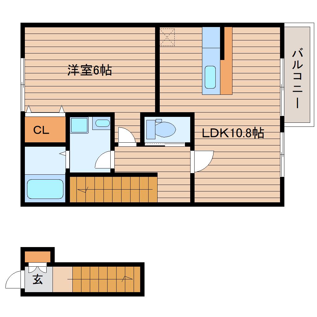フィオーレH・S(1LDK/2階)の間取り写真