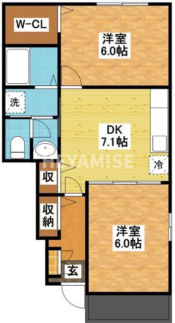 セレーノIII(2DK/1階)の間取り写真