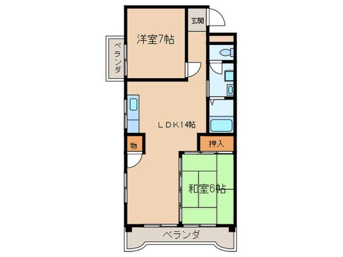 カルチャー八竜(2LDK/3階)の間取り写真