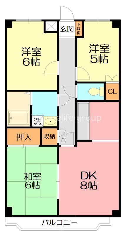 マーカスヒル湘南(3DK/6階)の間取り写真