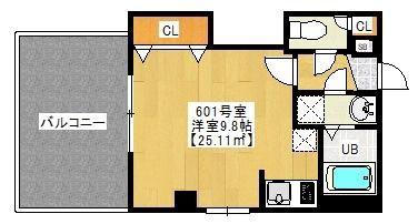 PARK RESIDENCE NISHICHIBA(1K/6階)の間取り写真