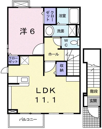 YS.VILLA赤坂(1LDK/2階)の間取り写真