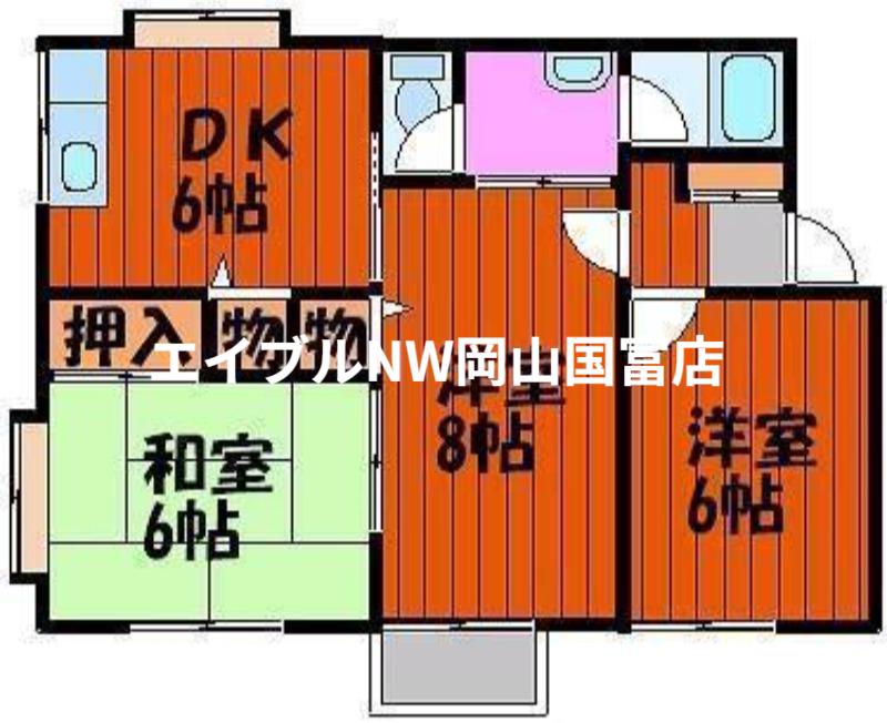 サンビレッジ国府B(3DK/2階)の間取り写真
