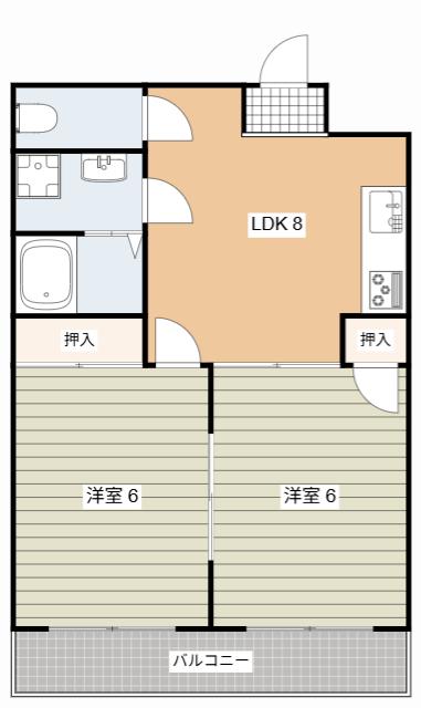 エスタビルド(2DK/2階)の間取り写真