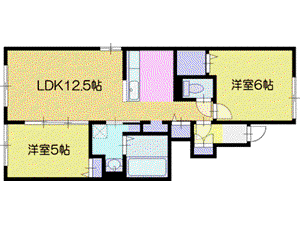 ドリーム江別II(2LDK/1階)の間取り写真