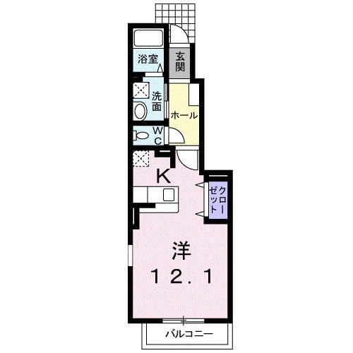 ラフレシールI(ワンルーム/1階)の間取り写真