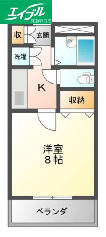 シティーハイツ(1K/2階)の間取り写真