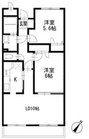 シグナス湘南(2LDK/2階)の間取り写真