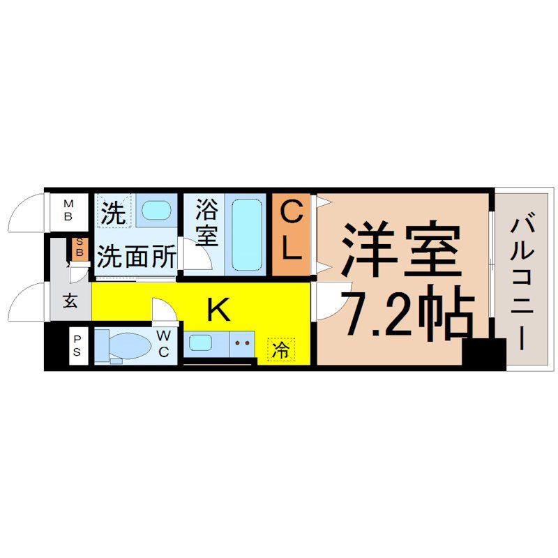 ボーデュキャナル幅下(1K/1階)の間取り写真