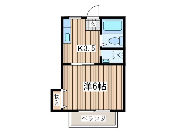 ブルーウィング鵠沼(1K/2階)の間取り写真