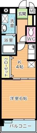 CROSS WAVE 嵐山(1K/1階)の間取り写真