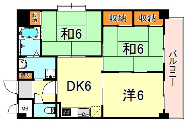 プラントパイン御影(3DK/5階)の間取り写真