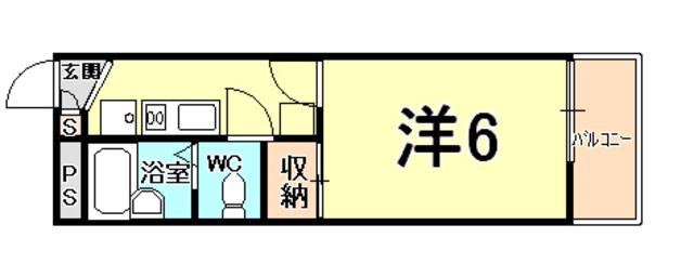レオパレスフルール(1K/1階)の間取り写真