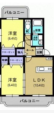 ユーミーリオプレットI(2LDK/1階)の間取り写真