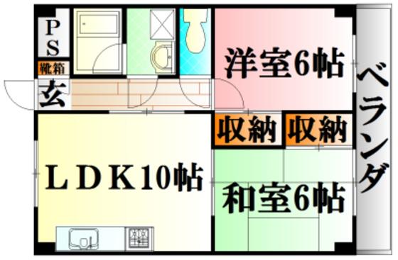 ハーシオンフルタII(2LDK/5階)の間取り写真