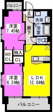 コゥジィーコート駅前通(2LDK/3階)の間取り写真
