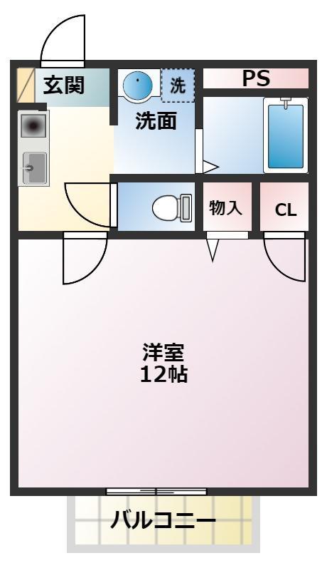 サンコーポ山田 E棟(1K/2階)の間取り写真