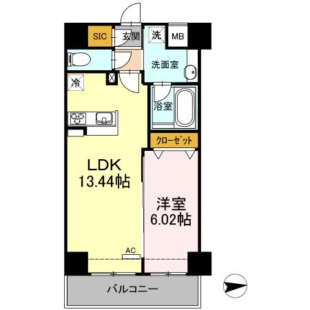 SORA(1LDK/8階)の間取り写真