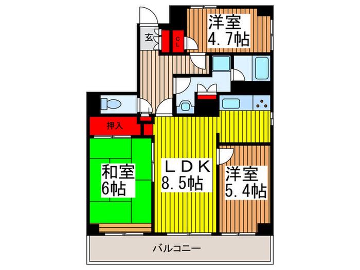 ツインズ浦和(3LDK/4階)の間取り写真