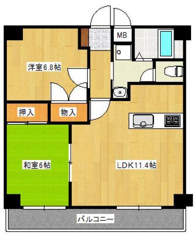 カサグランデI (2LDK/7階)の間取り写真