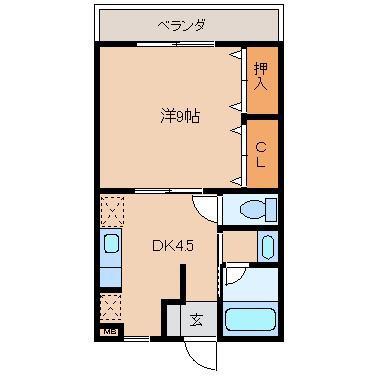 クオーレ(1DK/2階)の間取り写真