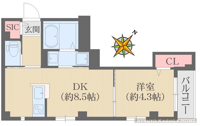 CLOCHETTE ARBER 池之端(1DK/4階)の間取り写真