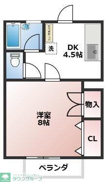 ハイムF(1DK/2階)の間取り写真