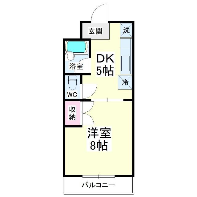 フレンドシティII(1DK/2階)の間取り写真