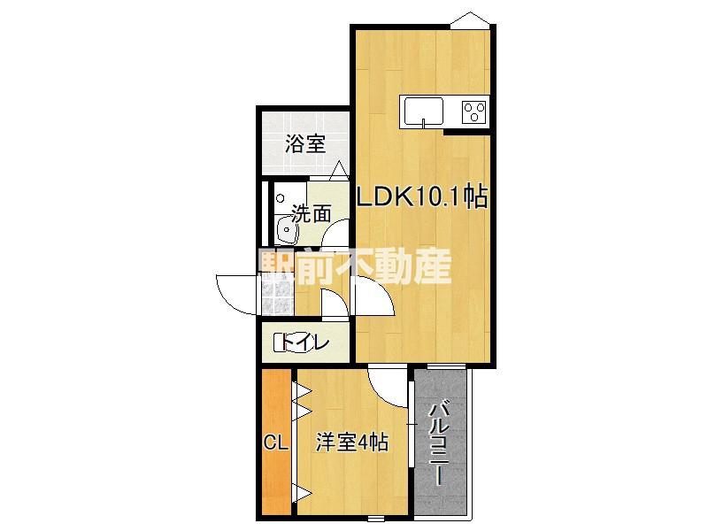 仮周船寺2丁目2号棟(1LDK/1階)の間取り写真